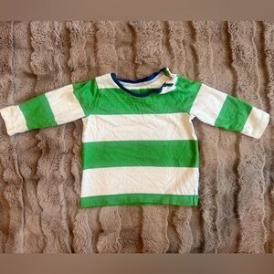 Boden Green and White Striped Long Sleeve Tee